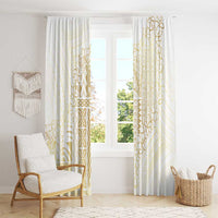 Samoa Lotu Tamaiti Mamanu Siapo Window Curtain Golden Plumeria - Polynesian Pride