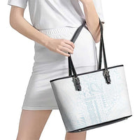 Samoa Lotu Tamaiti Mamanu Siapo Leather Tote Bag Off White Plumeria LT7 - Polynesian Pride
