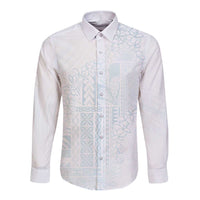 Samoa Lotu Tamaiti Mamanu Siapo Long Sleeve Button Shirt Off White Plumeria - Polynesian Pride