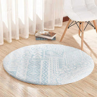 Samoa Lotu Tamaiti Mamanu Siapo Round Carpet Off White Plumeria - Polynesian Pride