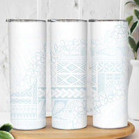 Samoa Lotu Tamaiti Mamanu Siapo Skinny Tumbler Off White Plumeria - Polynesian Pride