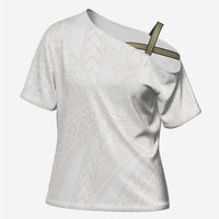 Samoa Lotu Tamaiti Ivory Cross Shoulder Shirt Teuila Tatau - Polynesian Pride