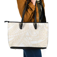 Samoa Lotu Tamaiti Ivory Leather Tote Bag Teuila Tatau LT7 - Polynesian Pride