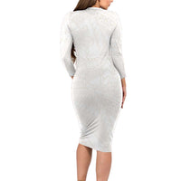 Samoa Lotu Tamaiti Ivory Long Sleeve Bodycon Dress Teuila Tatau - Polynesian Pride
