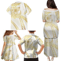 Samoa Lotu Tamaiti Gold Family Matching Puletasi and Hawaiian Shirt Teuila Tatau - Polynesian Pride