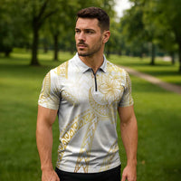 Samoa Lotu Tamaiti Gold Zipper Polo Shirt Teuila Tatau - Polynesian Pride