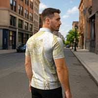 Samoa Lotu Tamaiti Gold Zipper Polo Shirt Teuila Tatau - Polynesian Pride