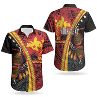 Papua New Guinea Independence Personalised Couples Matching Short Sleeve Bodycon Dress and Hawaiian Shirt PNG Bagi and Lime Pot LT7 - Polynesian Pride