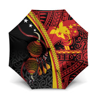 Papua New Guinea Independence Umbrella PNG Bagi and Lime Pot LT7 One Size Folded 11.42 inch Opened Diameter 37.4 inch Black - Polynesian Pride