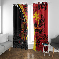 Papua New Guinea Independence Window Curtain PNG Bagi and Lime Pot LT7 With Grommets Black - Polynesian Pride