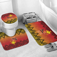 Papua New Guinea 1975 To The Future Bathroom Set Sepik Masks LT7 Mat Set Only (3 pcs) One Size Red - Polynesian Pride