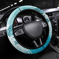 Polynesia Turtle Steering Wheel Cover Watercolor Abstract Style LT7 Universal Fit Blue - Polynesian Pride