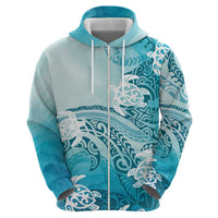 Polynesia Turtle Zip Hoodie Watercolor Abstract Style LT7 - Polynesian Pride