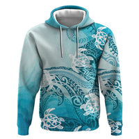 Polynesia Turtle Zip Hoodie Watercolor Abstract Style LT7 Pullover Hoodie Blue - Polynesian Pride