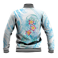 Sea Blue Polynesian Jellyfish Baseball Jacket Watercolor Glows - Polynesian Pride