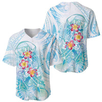 Sea Blue Polynesian Jellyfish Baseball Jersey Watercolor Glows - Polynesian Pride