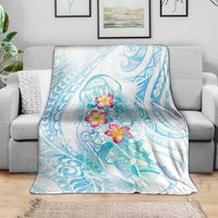Sea Blue Polynesian Jellyfish Blanket Watercolor Glows - Polynesian Pride