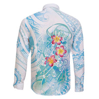 Sea Blue Polynesian Jellyfish Family Matching Summer Maxi Dress and Hawaiian Shirt Watercolor Glows LT7 - Polynesian Pride