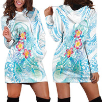 Sea Blue Polynesian Jellyfish Hoodie Dress Watercolor Glows - Polynesian Pride