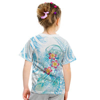 Sea Blue Polynesian Jellyfish Kid T Shirt Watercolor Glows - Polynesian Pride