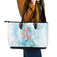 Sea Blue Polynesian Jellyfish Leather Tote Bag Watercolor Glows - Polynesian Pride