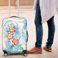 Sea Blue Polynesian Jellyfish Luggage Cover Watercolor Glows - Polynesian Pride