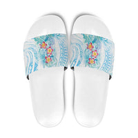 Sea Blue Polynesian Jellyfish Slide Sandals Watercolor Glows - Polynesian Pride
