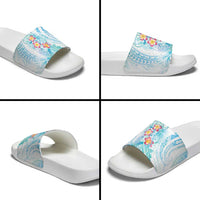Sea Blue Polynesian Jellyfish Slide Sandals Watercolor Glows - Polynesian Pride