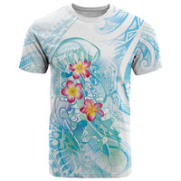 Sea Blue Polynesian Jellyfish T Shirt Watercolor Glows - Polynesian Pride