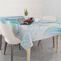Sea Blue Polynesian Jellyfish Tablecloth Watercolor Glows - Polynesian Pride