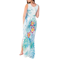 Sea Blue Polynesian Jellyfish Tank Maxi Dress Watercolor Glows - Polynesian Pride