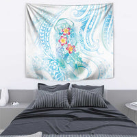 Sea Blue Polynesian Jellyfish Tapestry Watercolor Glows - Polynesian Pride