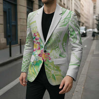 Summer Green Polynesian Jellyfish Blazer Watercolor Glows - Polynesian Pride