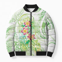 Summer Green Polynesian Jellyfish Bomber Puffer Jacket Watercolor Glows - Polynesian Pride