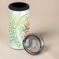 Summer Green Polynesian Jellyfish 4 in 1 Can Cooler Tumbler Watercolor Glows - Polynesian Pride