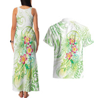 Summer Green Polynesian Jellyfish Couples Matching Tank Maxi Dress and Hawaiian Shirt Watercolor Glows - Polynesian Pride