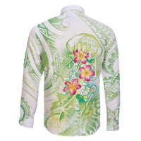 Summer Green Polynesian Jellyfish Family Matching Puletasi and Hawaiian Shirt Watercolor Glows LT7 - Polynesian Pride