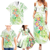 Summer Green Polynesian Jellyfish Family Matching Summer Maxi Dress and Hawaiian Shirt Watercolor Glows - Polynesian Pride