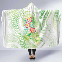 Summer Green Polynesian Jellyfish Hooded Blanket Watercolor Glows - Polynesian Pride