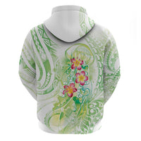 Summer Green Polynesian Jellyfish Hoodie Watercolor Glows - Polynesian Pride