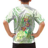 Summer Green Polynesian Jellyfish Kid Hawaiian Shirt Watercolor Glows LT7 - Polynesian Pride
