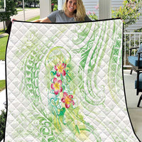 Summer Green Polynesian Jellyfish Quilt Watercolor Glows LT7 Light Green - Polynesian Pride