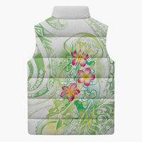 Summer Green Polynesian Jellyfish Sleeveless Puffer Jacket Watercolor Glows - Polynesian Pride