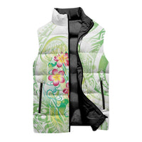 Summer Green Polynesian Jellyfish Sleeveless Puffer Jacket Watercolor Glows - Polynesian Pride