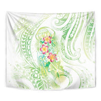 Summer Green Polynesian Jellyfish Tapestry Watercolor Glows - Polynesian Pride