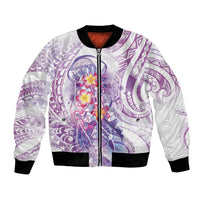 Lavender Polynesian Jellyfish Bomber Jacket Watercolor Glows - Polynesian Pride