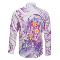 Lavender Polynesian Jellyfish Family Matching Short Sleeve Bodycon Dress and Hawaiian Shirt Watercolor Glows - Polynesian Pride