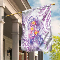 Lavender Polynesian Jellyfish Garden Flag Watercolor Glows LT7 House Flag Lavender - Polynesian Pride