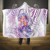 Lavender Polynesian Jellyfish Hooded Blanket Watercolor Glows - Polynesian Pride