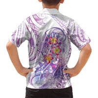 Lavender Polynesian Jellyfish Kid Hawaiian Shirt Watercolor Glows - Polynesian Pride